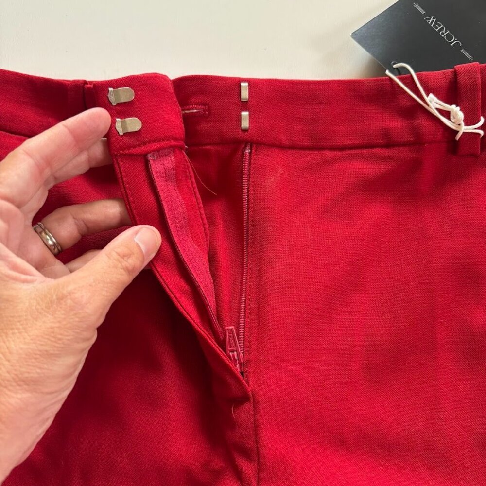 NWT J. Crew Wool Pant Trouser Red Italian Stretch Kaya Stretch Winter Holiday - Picture 5 of 16